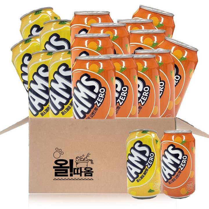 올따옴음료기획 탐스제로 355ml 오렌지맛 12개+레몬맛 6개, 탐스제로 355ml 오렌지 12개+레몬맛 6개