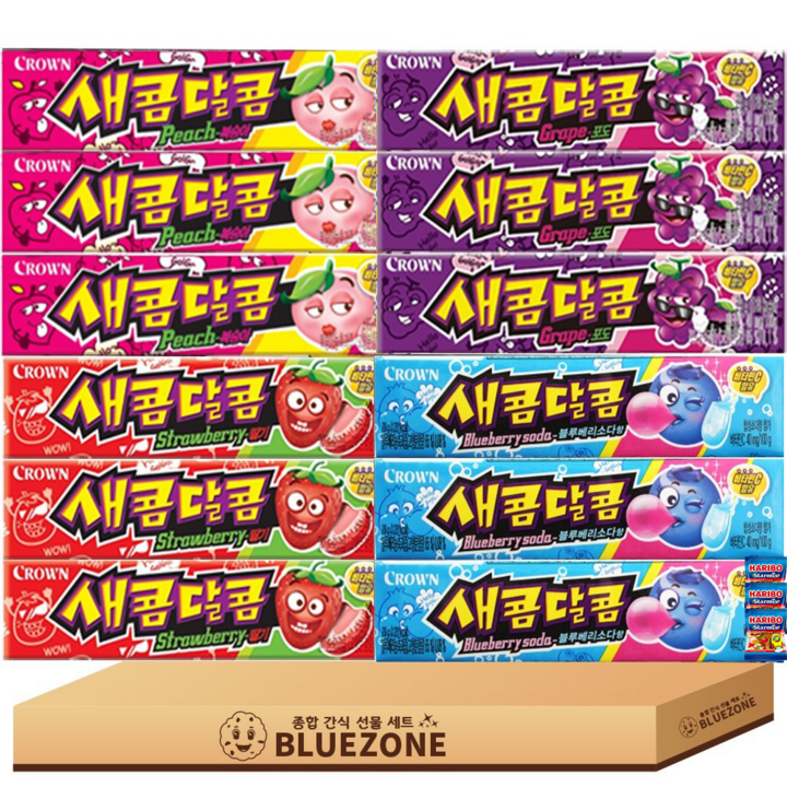 젤리세트 새콤달콤 포도3 새콤달콤 딸기3 새콤달콤 울트라레몬3 새콤달콤 울트라키위3 하스3, 29g, 1세트