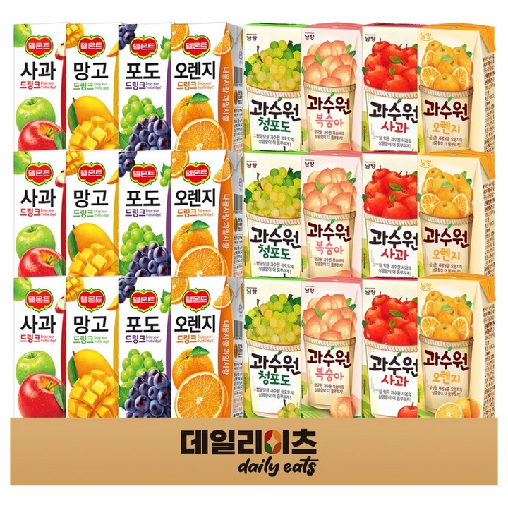과일음료 드링크팩 8종류 24개 기획세트 (델몬드 과수원 피크닉), 1세트, 190ml
