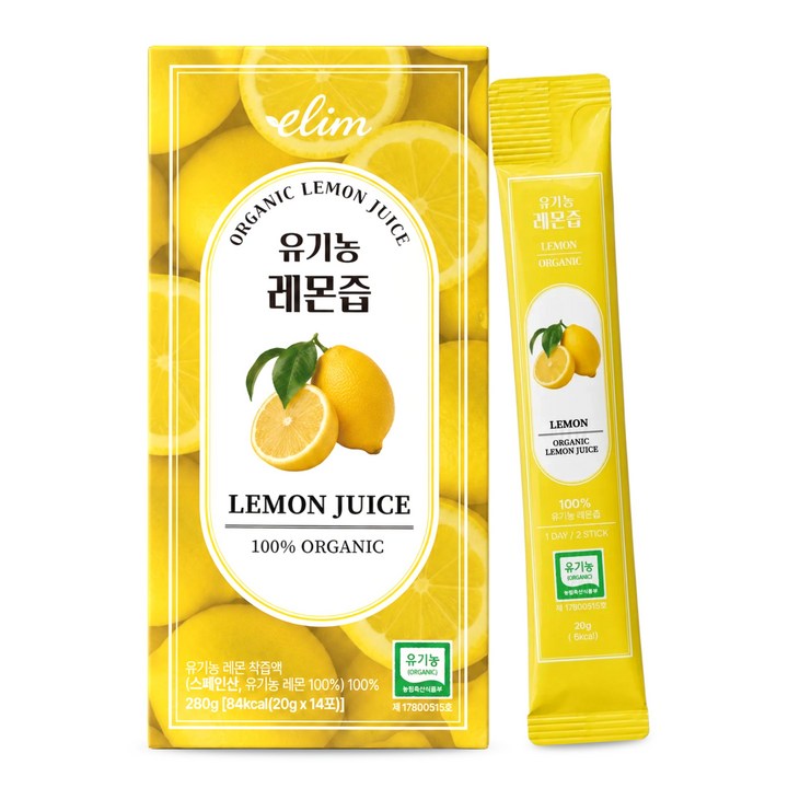 엘림 유기농 레몬즙, 1박스, 280ml