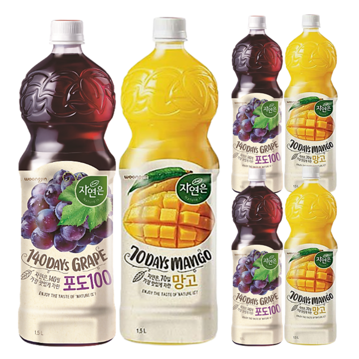 웅진 자연은망고 1.5L*3개+자연은포도 1.5L*3개, 1.5L, 1세트