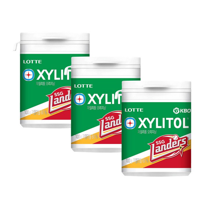 롯데자일리톨 KBO 오리지날 껌 SSG 랜더스, 100g, 3개