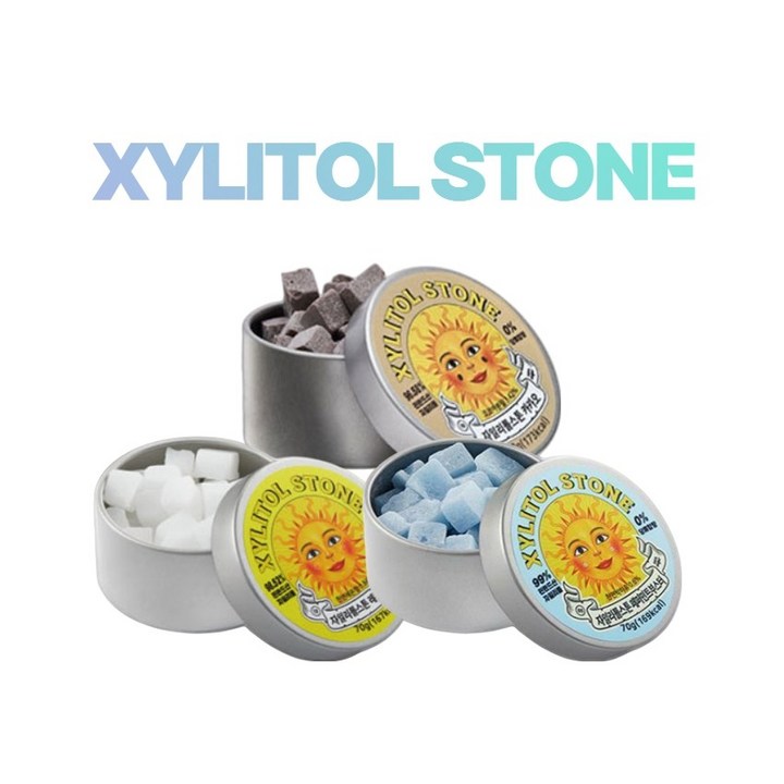 자일리톨스톤 3가지맛 (카카오+레몬+페퍼민트), 70g