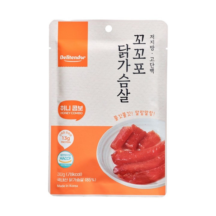 허니콤보맛 닭가슴살 육포 저칼로리 고단백 델리텐더, 1개, 30g