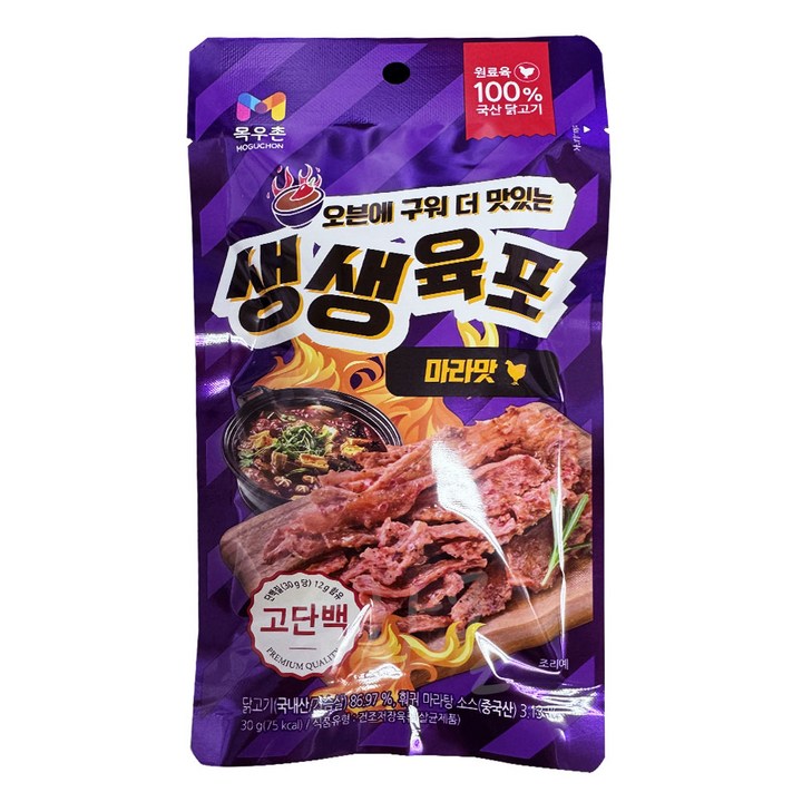 목우촌 생생 닭가슴살 육포 마라맛, 30g, 6개