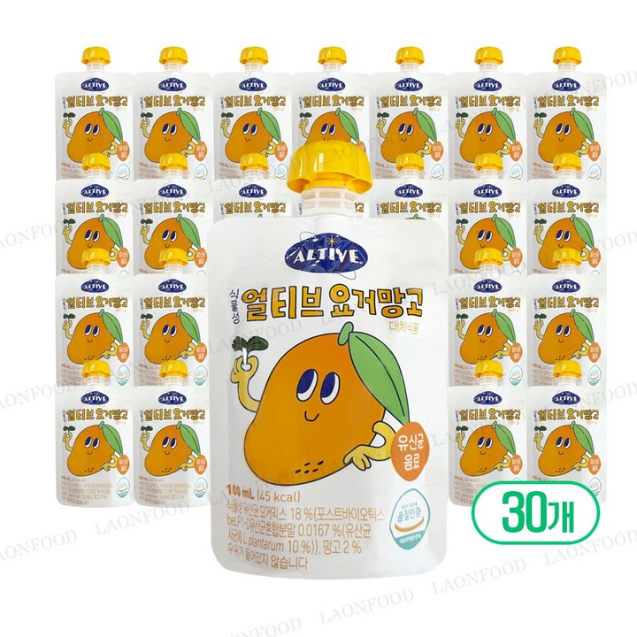 얼티브 식물성 유산균 음료 요거망고, 100ml, 30개