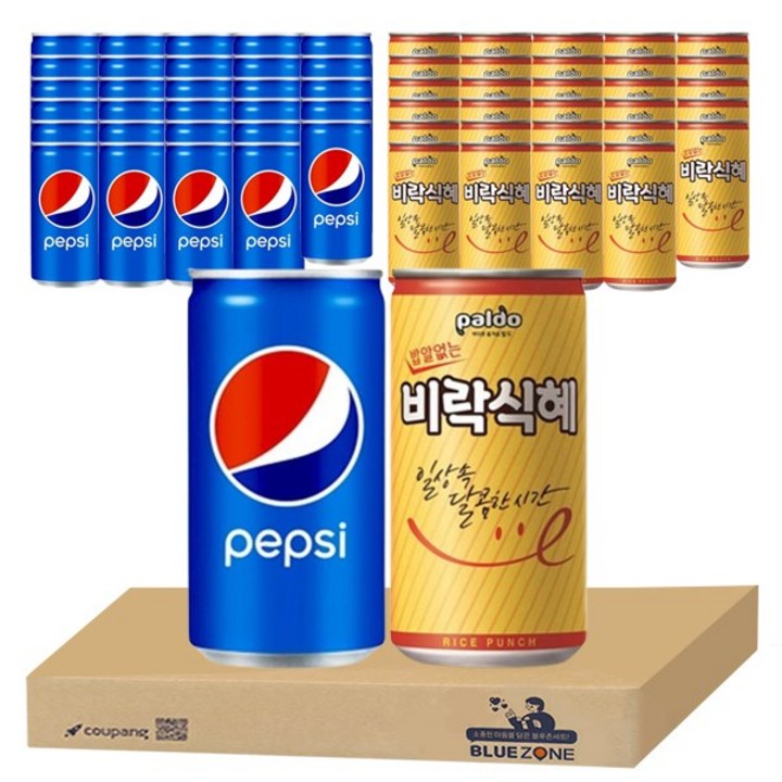 칠성 펩시콜라+팔도 밥알 없는 비락 식혜 캔음료 세트, 1개, 175ml