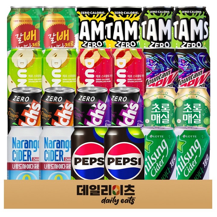 뚱캔 제로칼로리 탄산음료수 12종류 총 24캔 믹스세트, 24개, 355ml