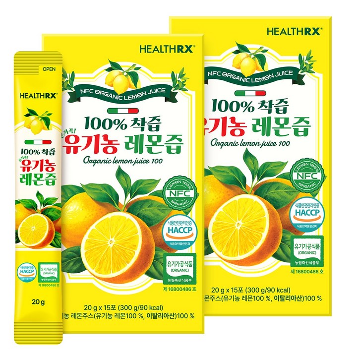 껍질째로 착즙한 이탈리아산 온가족 유기농레몬즙 원액100%, 20g, 30개