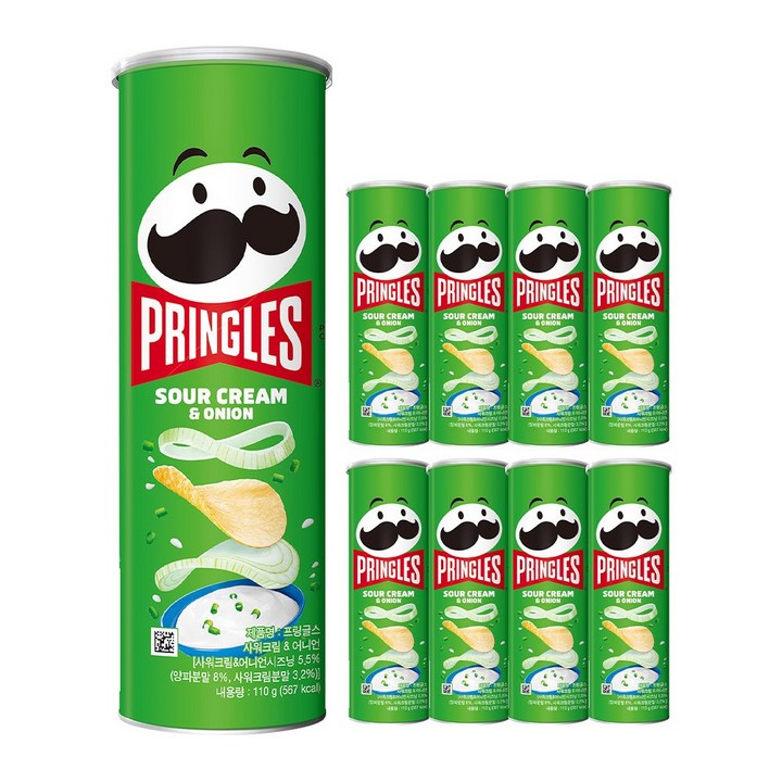 프링글스 사워크림 앤 어니언, 110g, 9개
