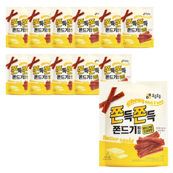 호음호음 쫀득쫀득 쫀드기 버터구이 오징어맛, 50g, 12개