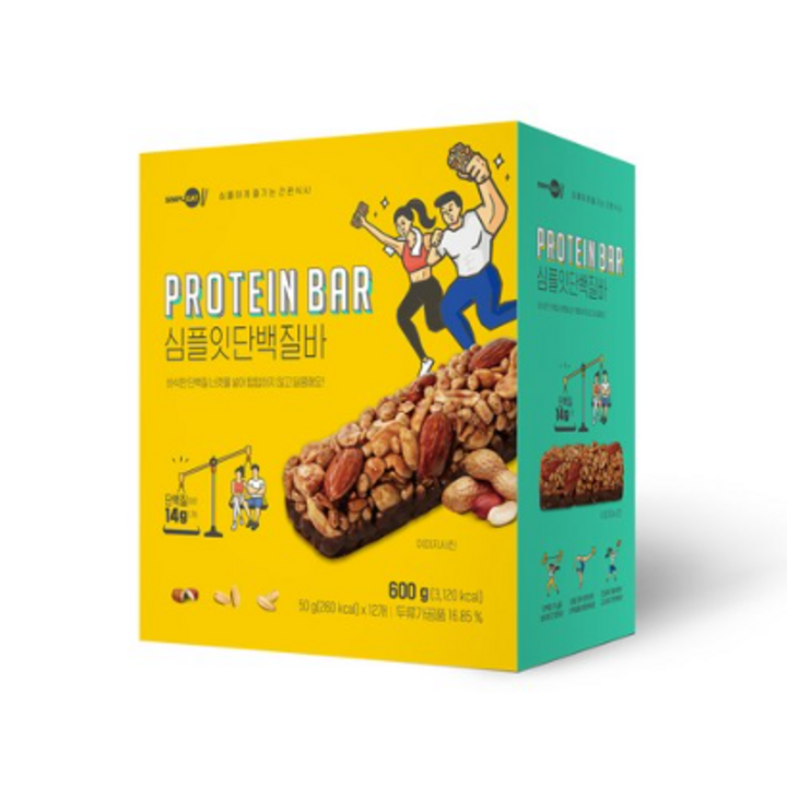 에스앤푸드 심플잇 단백질바 12p, 600g, 2개