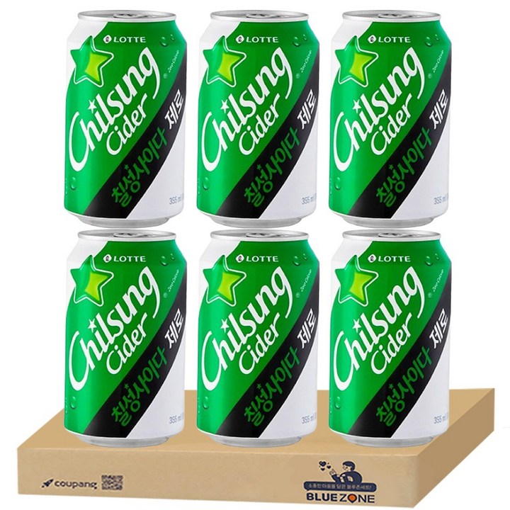 [블루존] 칠성사이다 제로 355ml 6개입, 6개