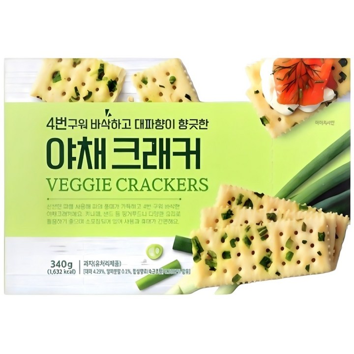 코렌트 푸지안 4번구워 바삭하고 대파향이 향긋한 야채크래커, 1개, 340g