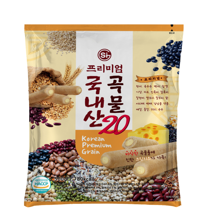 에스아이글로벌 프리미엄 국내산 곡물 20 과자, 500g, 2개
