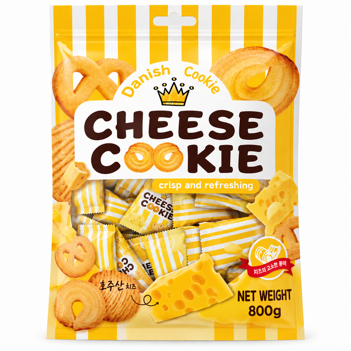 데니쉬 치즈쿠키 대용량 개별포장 버터쿠키 간식, 800g, 1개