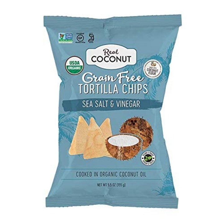 더리얼코코넛 플로어 토르티야 칩 씨 솔트 & 식초 글루텐 프리 비건, 155g, 1개