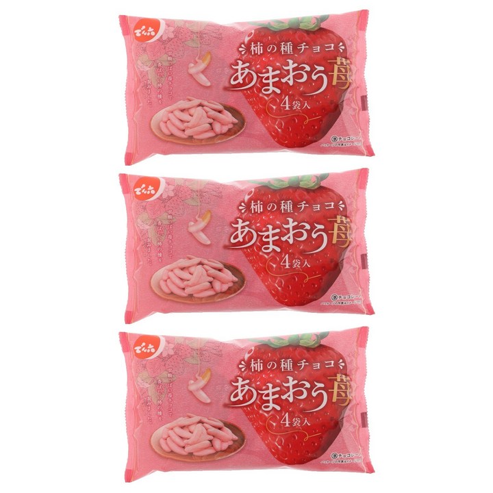 덴로쿠 카키노타네 초코 아마오우 딸기 4개입, 3개, 76g