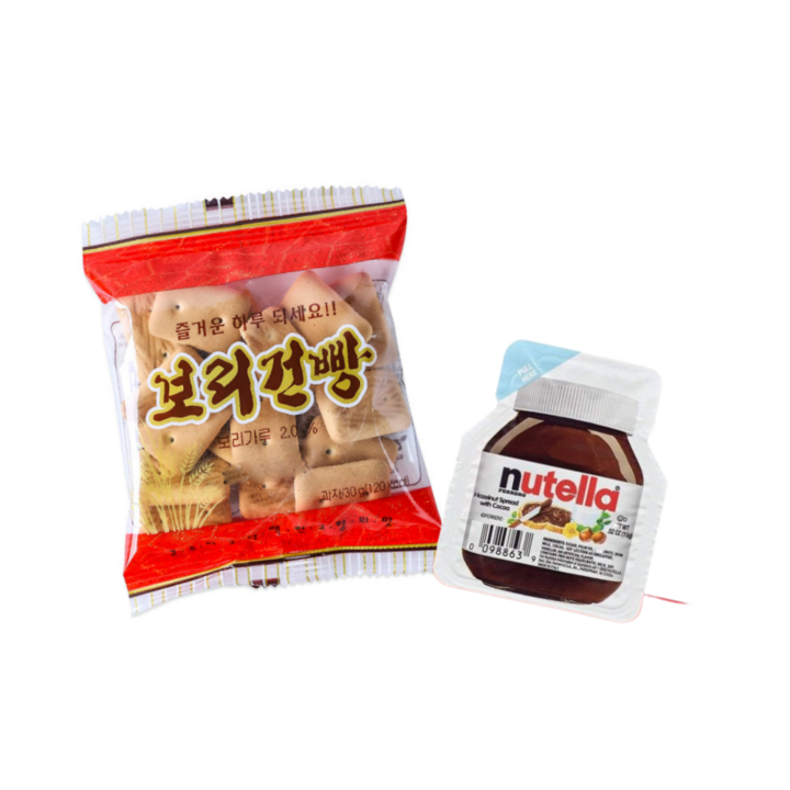 건빵과 누텔라 금풍제과 보리건빵(30g) 누텔라 스프레드(15g) 혼합, 30개, 30g