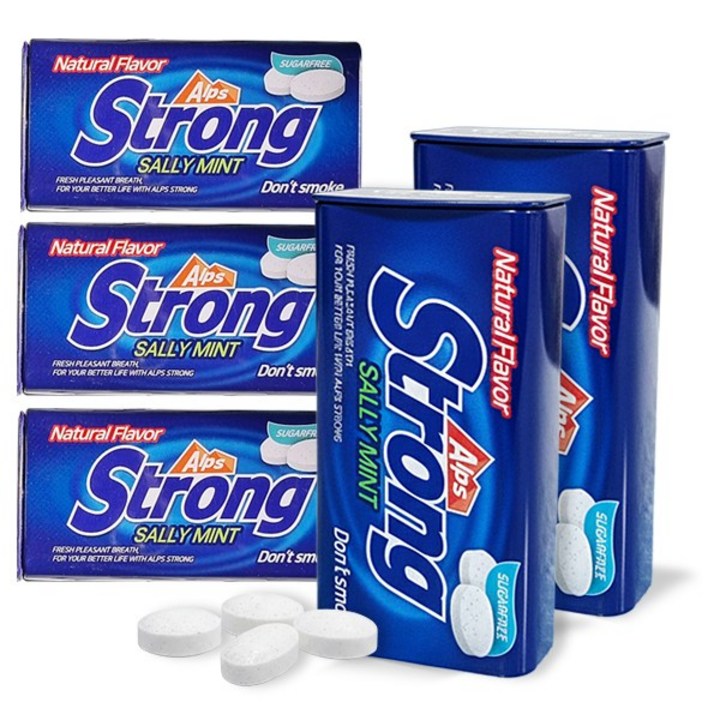 알프스스트롱 무설탕 금연 샐리민트 무색소 천연향 캔디 본품, 30g, 5개