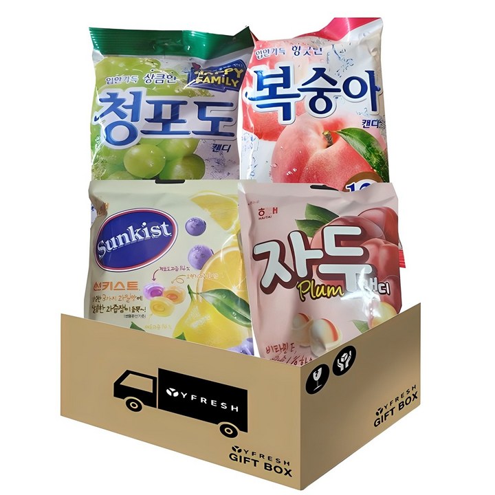 와이프레쉬)인기과일맛사탕세트, 1세트, 125g