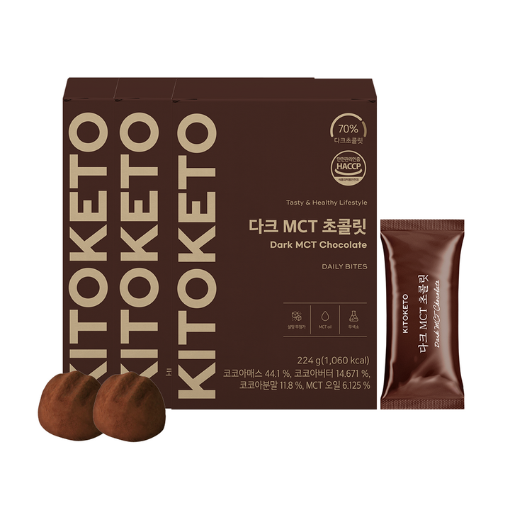 키토케토 다크MCT초콜릿 무설탕, 224g, 3개