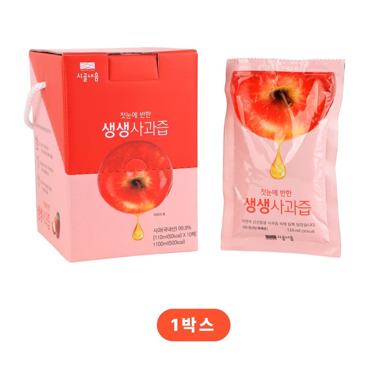 시골내음 생생 사과즙 소포장, 10개, 110ml
