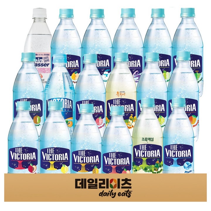 [데일리이츠] 빅토리아 트레비 라인바싸 탄산수 탄산음료 18가지 종류 좋아하는 맛 찾기 기획세트 (청포도 자두 복숭아 배 밸런스 레몬 플레인 파인애플 딸기 애플망고 썸머 유자 등), 1세트, 500ml