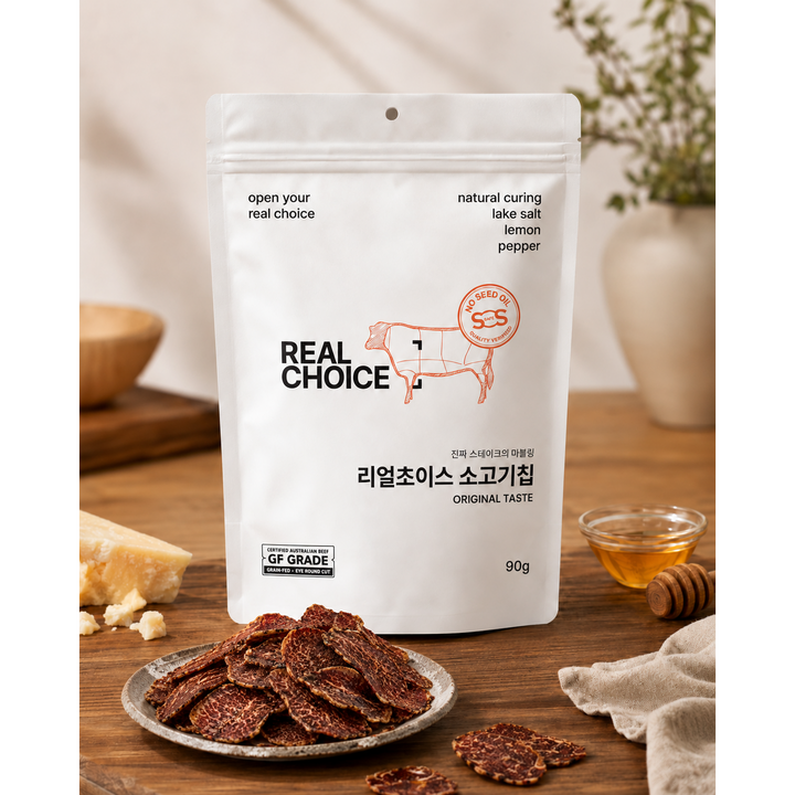 리얼 스테이크 마블링 소고기칩 고단백 비프칩 간식, 1개, 90g