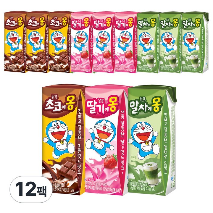 초코에몽4+딸기에몽4+말차에몽4 190ml