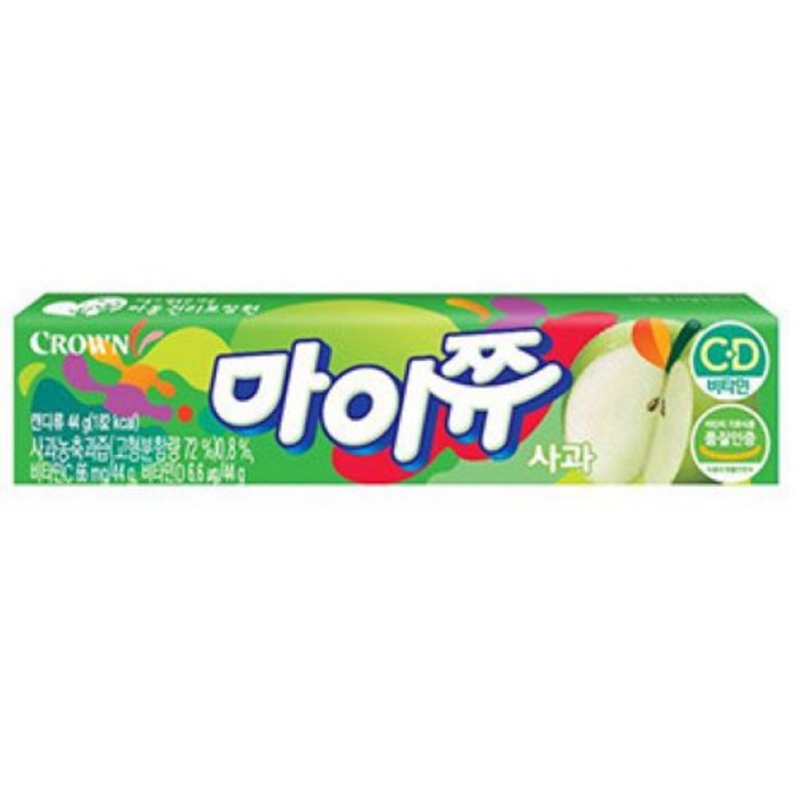 크라운 마이쮸 사과 츄잉캔디, 44g, 6개