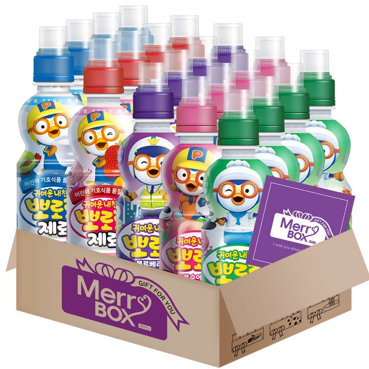 메리박스 뽀로로 어린이 제로음료 C세트 혼합+메세지카드, 1박스, 235ml
