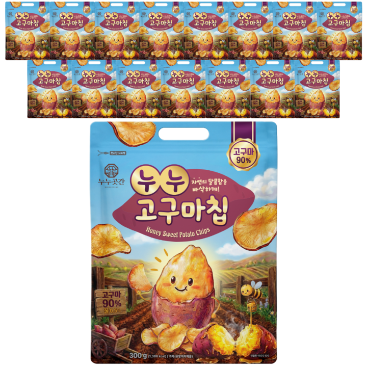 누누곳간 꿀 고구마칩, 16개, 300g