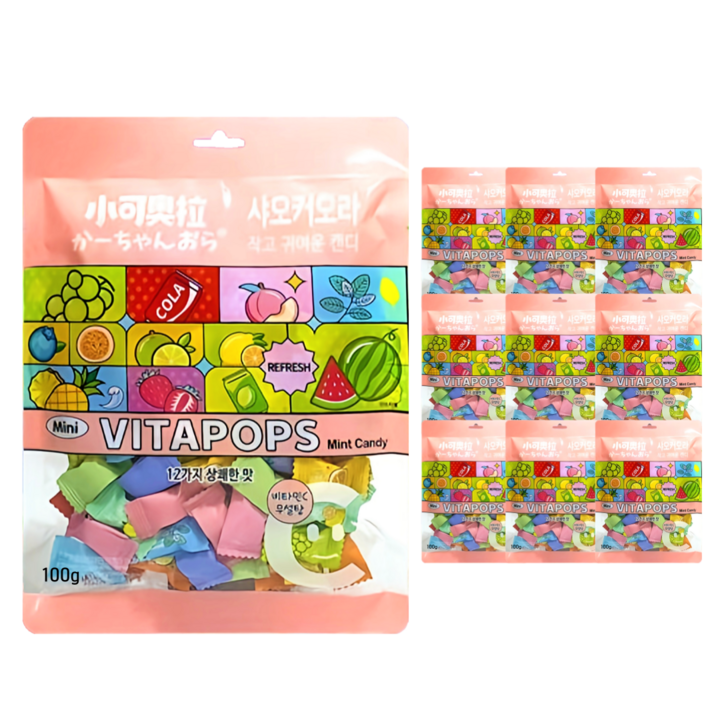 정품 샤오커오라 캔디 사탕 무설탕 알사탕 개별포장 비타민C, 100g, 10개