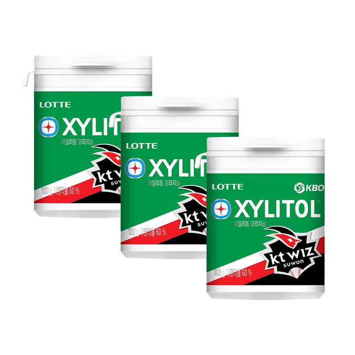 롯데자일리톨 KBO 오리지날 껌 KT 위즈, 100g, 3개