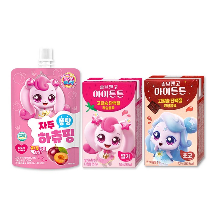 캐치티니핑 솔브앤고 150ml 2종 + 캐치티니핑 자두 퐁당 음료수 100ml 세트, 1개, 400ml