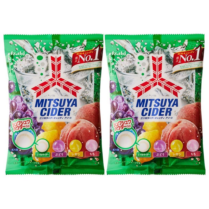 Asahi 미츠야 사이다 사탕 4가지맛, 108g, 2개