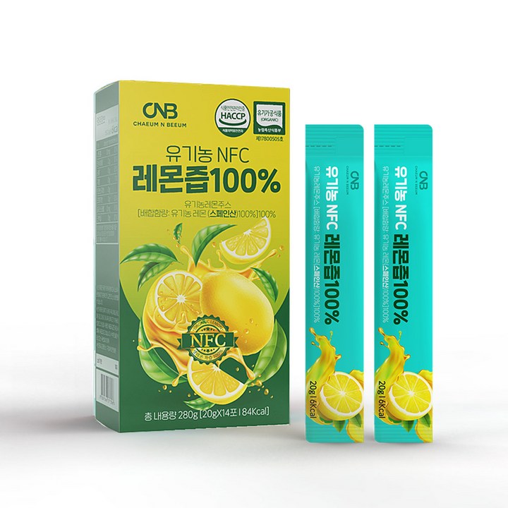 유기농 NFC 레몬즙 100% 착즙 레몬원액 무첨가 레몬워터 홈카페용, 280g, 1박스