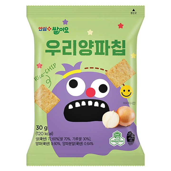 청원생명농협 열풍으로 구운 국내산쌀100% 쌀과자 쌀이요 우리양파칩 세트 글루텐프리, 12개, 30g