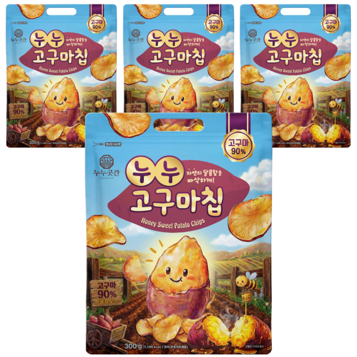 누누곳간 꿀 고구마칩, 4개, 300g