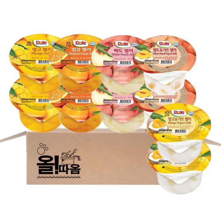 동원 Dole 돌 컵젤리 5종 10입 기획세트 1호(망고2+밀감2+백도2+망고요거트2+황도요거트2), 1세트, 2kg