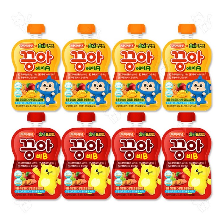 아이배냇 끙아 과일야채주스 2종 에이A + 비B, 80ml, 8개
