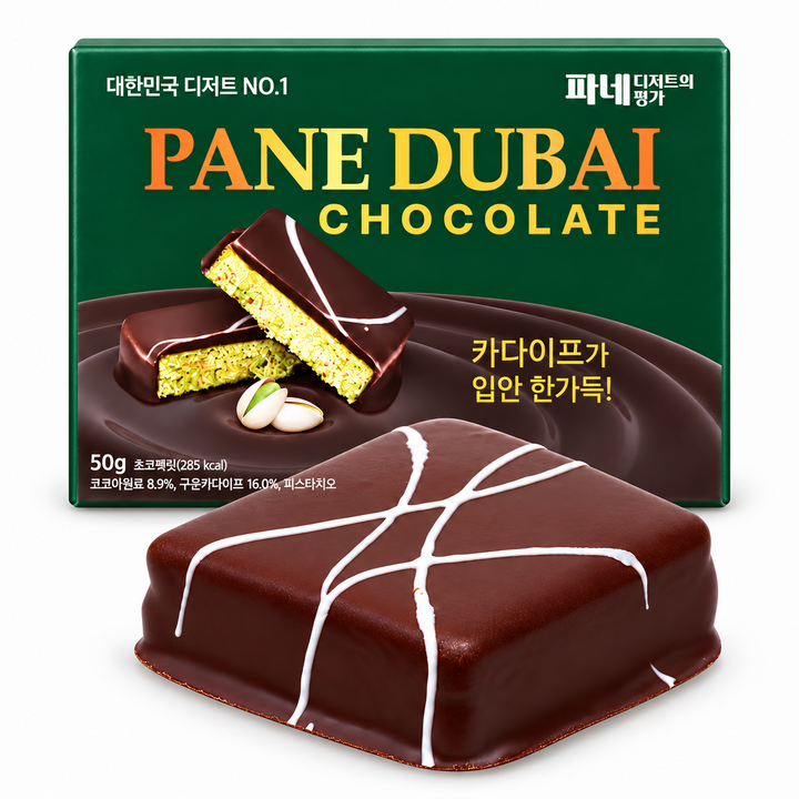 파네 두바이 초콜릿 카다이프 피스타치오 프리미엄 초콜렛, 6개, 50g