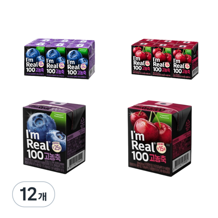 아임리얼100 고농축 블루베리 + 타트체리, 12개, 120ml