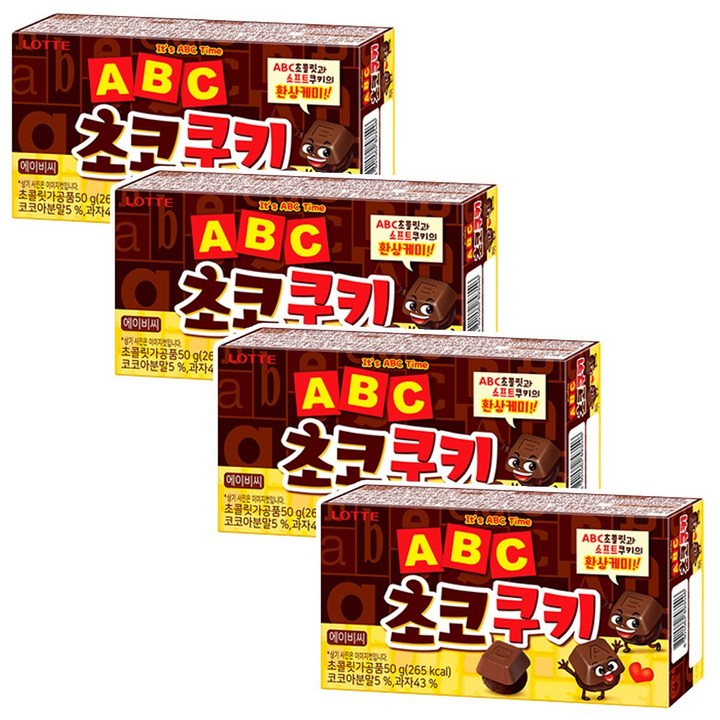 롯데웰푸드 ABC 초코 쿠키, 50g, 4개