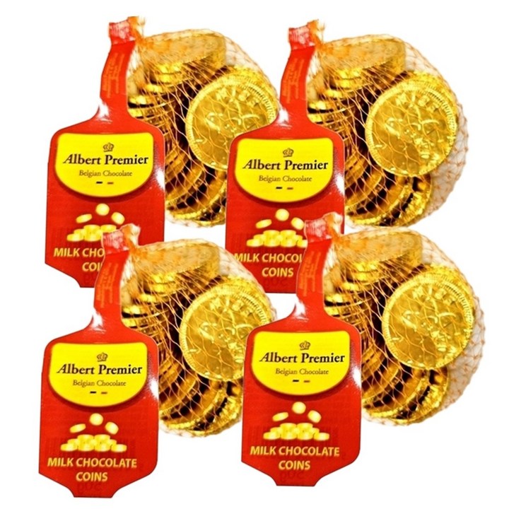 알버트 미니 코인 금화 밀크 동전 초콜릿 어린이집 간식 선물, 55g, 4개