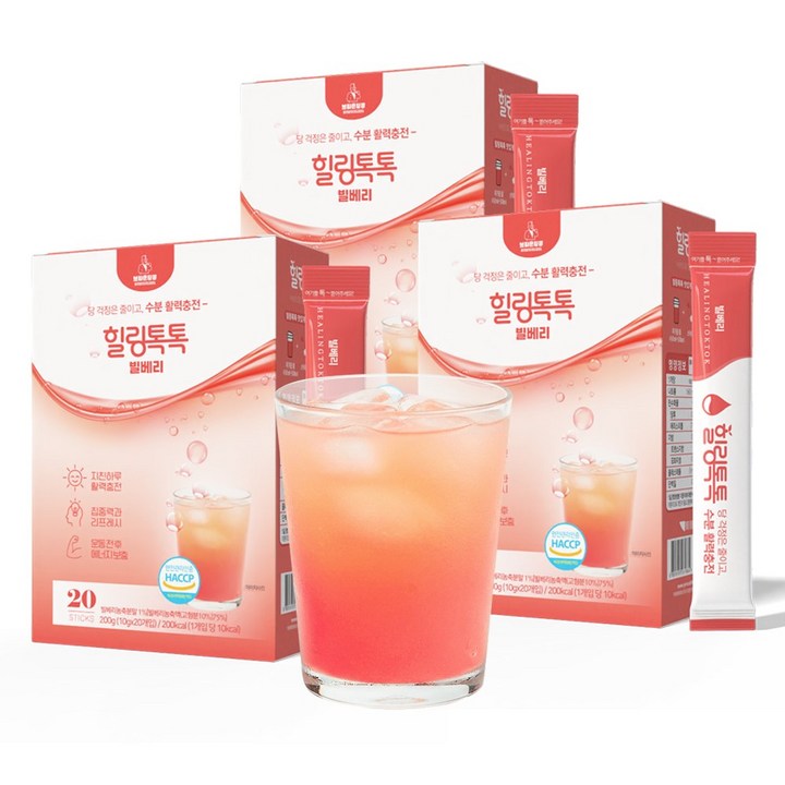 수분충전음료 힐링톡톡 빌베리 건강한 이온음료 전해질음료, 200g, 3박스