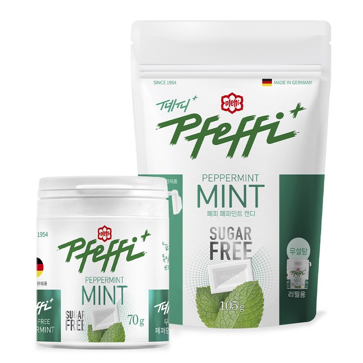 페피 무설탕 민트 캔디 70g + 리필 105g 독일직수입, 175g, 1세트