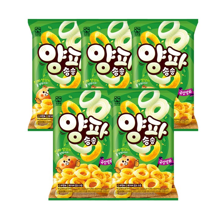 우리밀 양파송송 국산 양파링 스낵 5봉, 5개, 55g