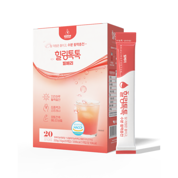수분충전음료 힐링톡톡 빌베리 건강한 이온음료 전해질음료, 1박스, 200g